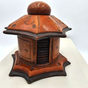Pagoda Caddy Set For Leather Coasters
